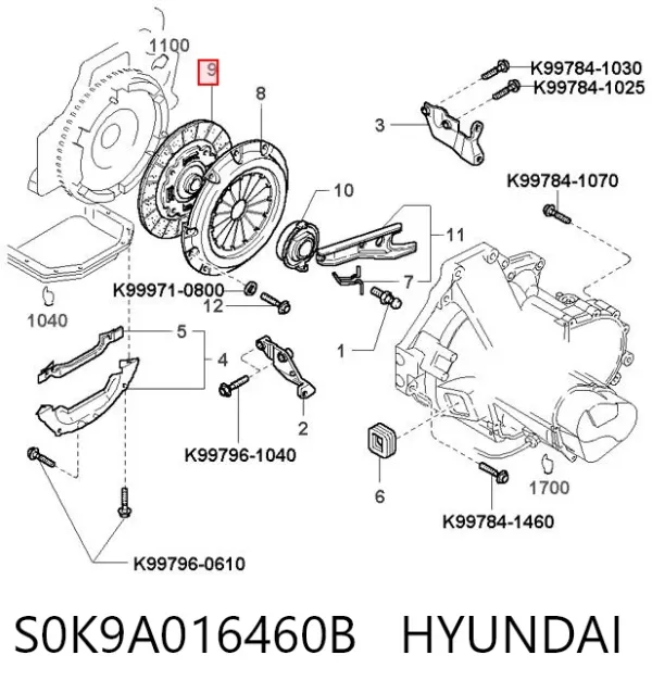 Диск сцепления S0K9A016460B Hyundai/Kia