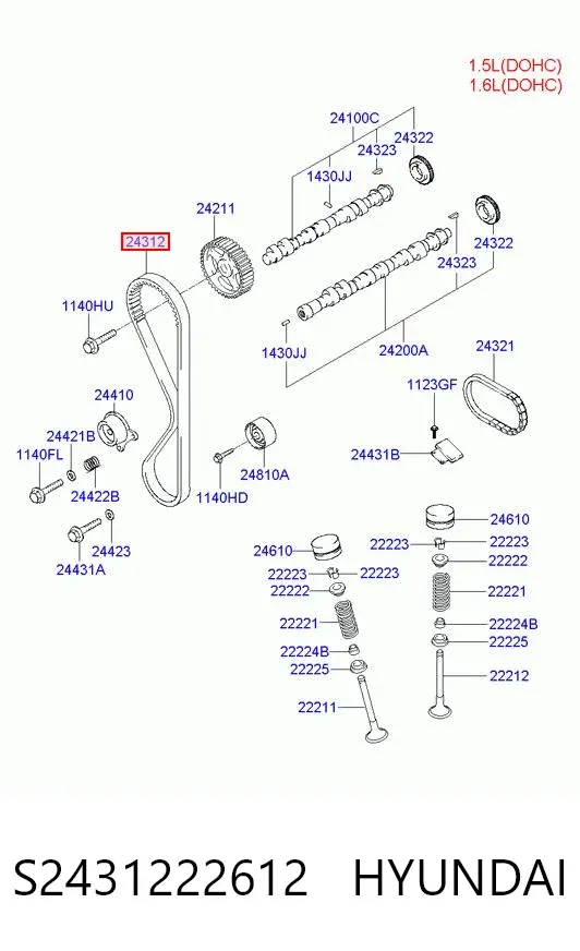Ремень ГРМ S2431222612 Hyundai/Kia