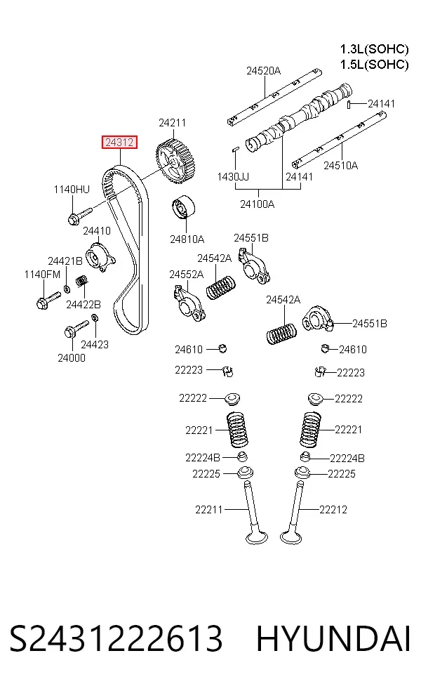 Ремень ГРМ S2431222613 Hyundai/Kia