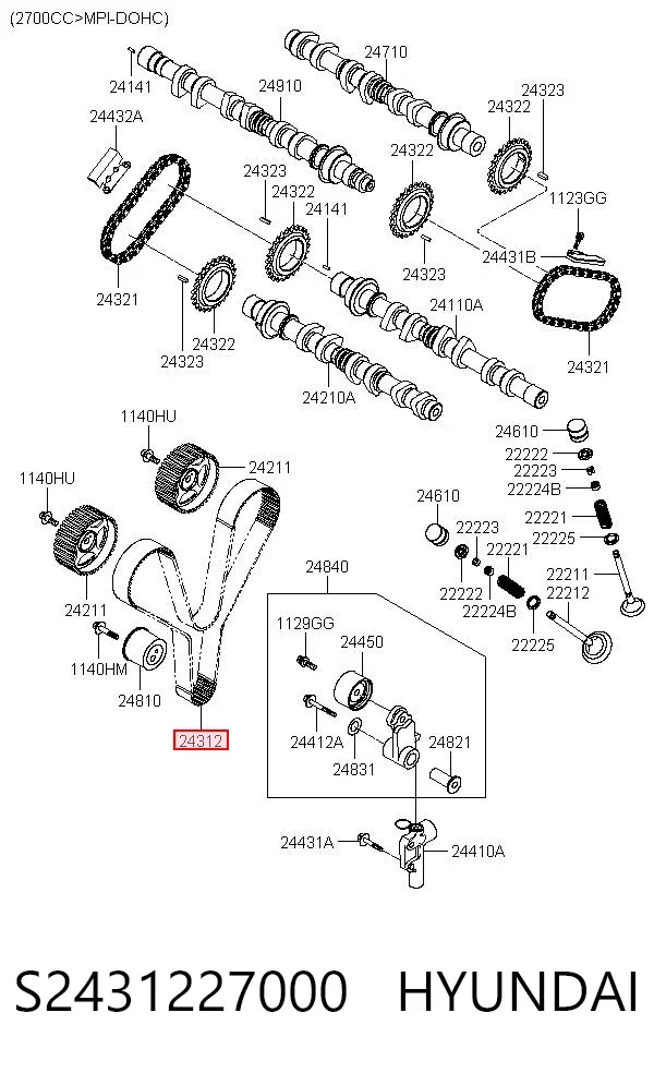 Ремень ГРМ S2431227000 Hyundai/Kia