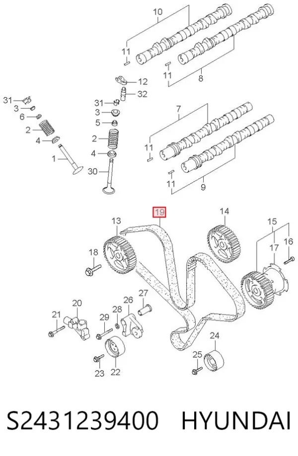 Ремень ГРМ S2431239400 Hyundai/Kia
