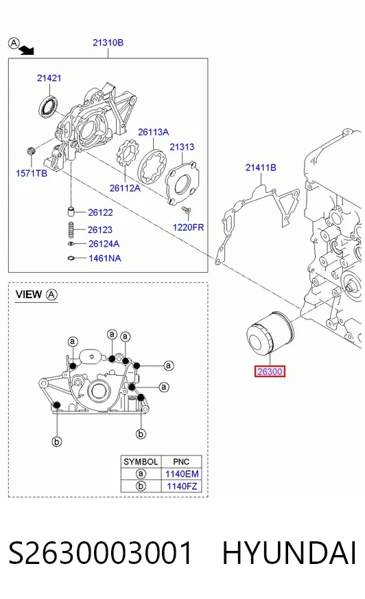 Масляный фильтр S2630003001 Hyundai/Kia