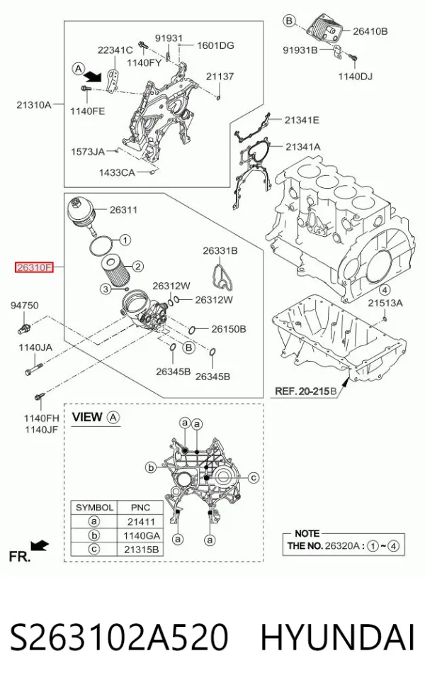Масляный фильтр S263102A520 Hyundai/Kia