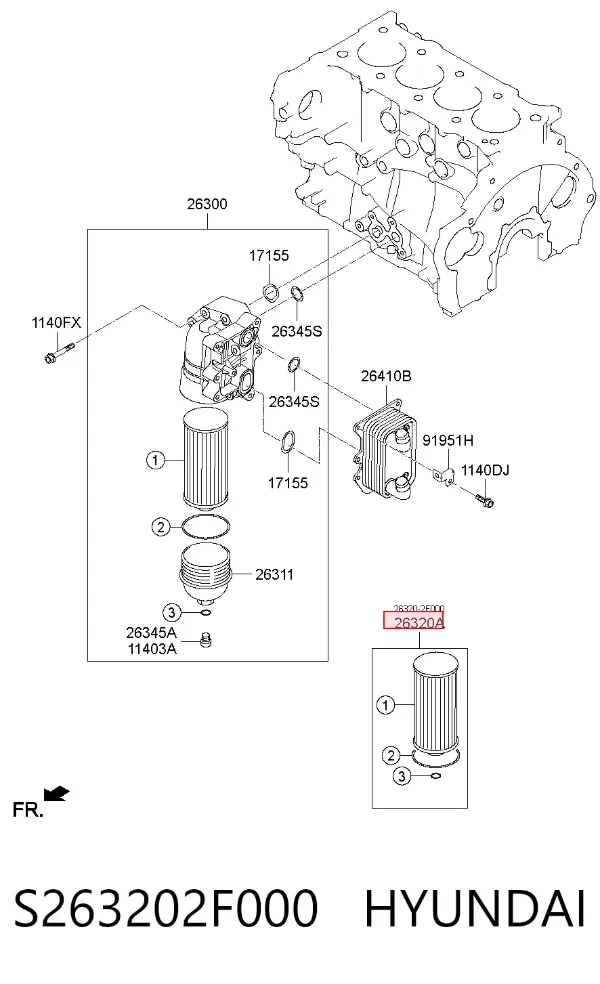 Масляный фильтр S263202F000 Hyundai/Kia