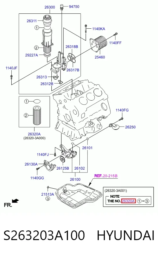 Масляный фильтр S263203A100 Hyundai/Kia