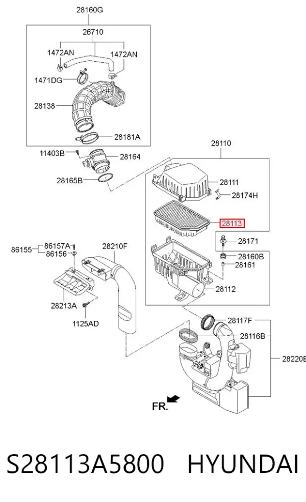 Воздушный фильтр S28113A5800 Hyundai/Kia