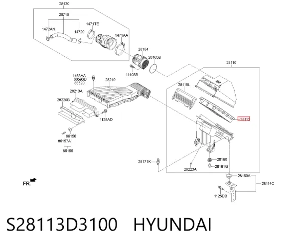 Воздушный фильтр S28113D3100 Hyundai/Kia