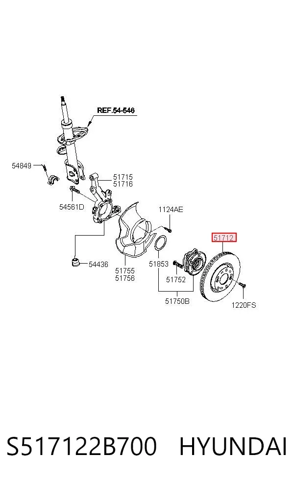 Передние тормозные диски S517122B700 Hyundai/Kia