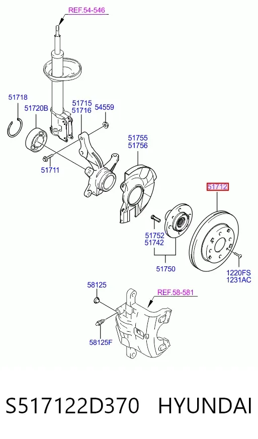 Передние тормозные диски S517122D370 Hyundai/Kia