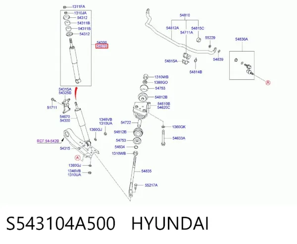 Амортизатор передний S543104A500 Hyundai/Kia