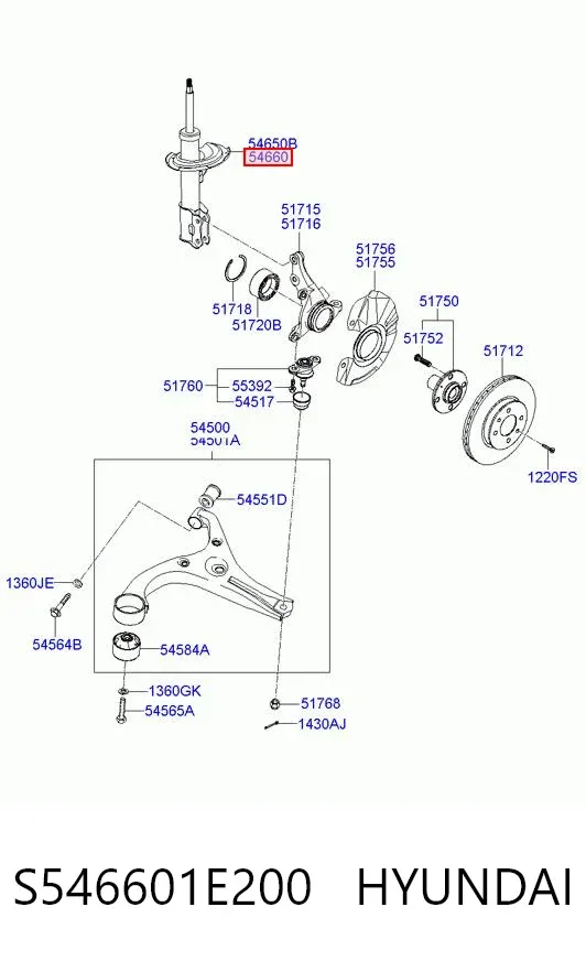 Амортизатор передний правый S546601E200 Hyundai/Kia