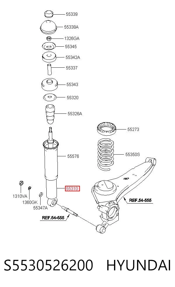 Амортизатор задний S5530526200 Hyundai/Kia