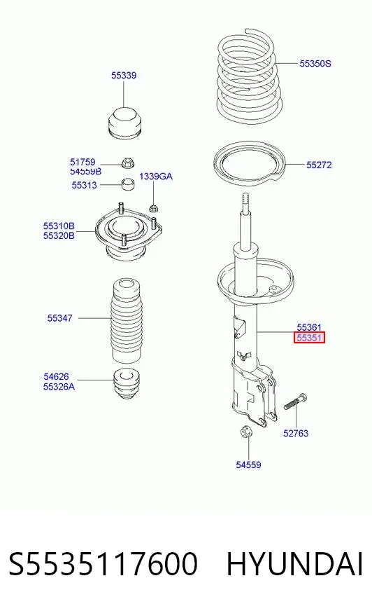 Амортизатор задний левый S5535117600 Hyundai/Kia
