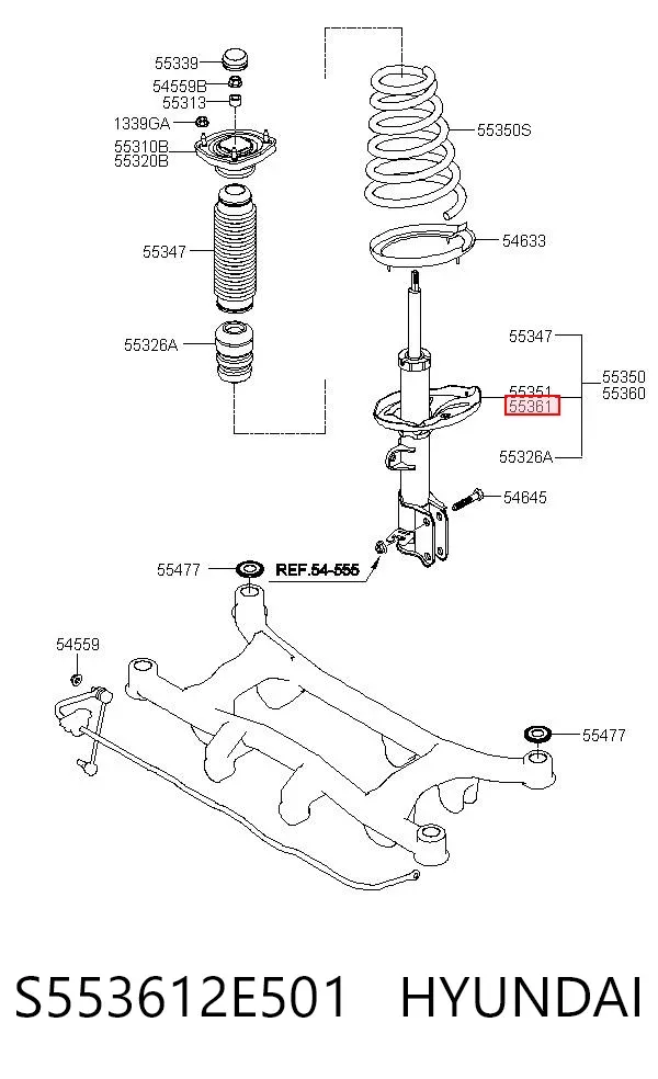 Амортизатор задний правый S553612E501 Hyundai/Kia