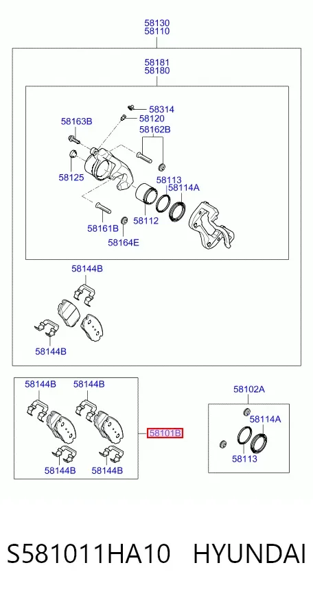 Передние тормозные колодки S581011HA10 Hyundai/Kia