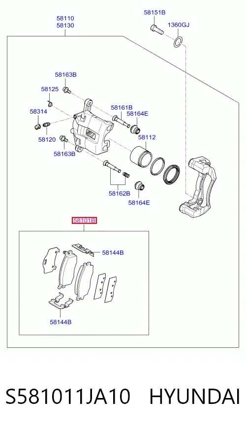 Передние тормозные колодки S581011JA10 Hyundai/Kia