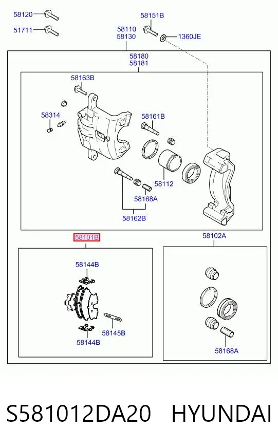 Передние тормозные колодки S581012DA20 Hyundai/Kia