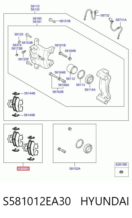 Передние тормозные колодки S581012EA30 Hyundai/Kia