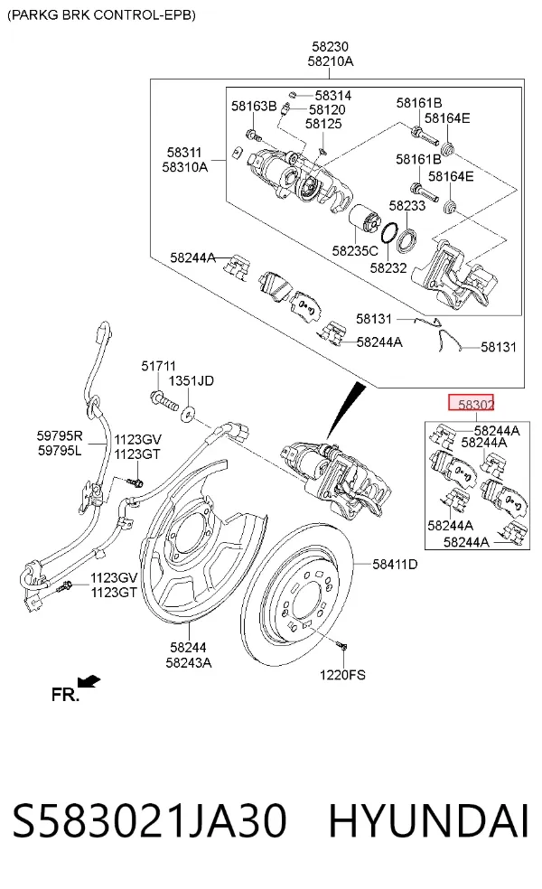 Задние тормозные колодки S583021JA30 Hyundai/Kia