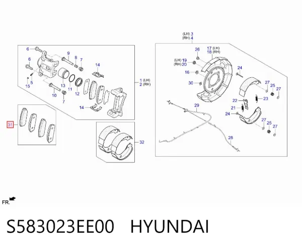 Задние тормозные колодки S583023EE00 Hyundai/Kia