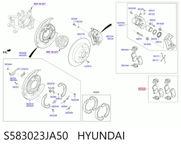 Задние тормозные колодки S583023JA50 Hyundai/Kia