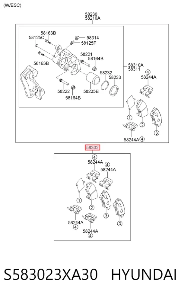 Задние тормозные колодки S583023XA30 Hyundai/Kia