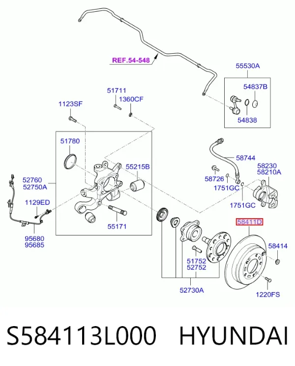 Тормозные диски S584113L000 Hyundai/Kia