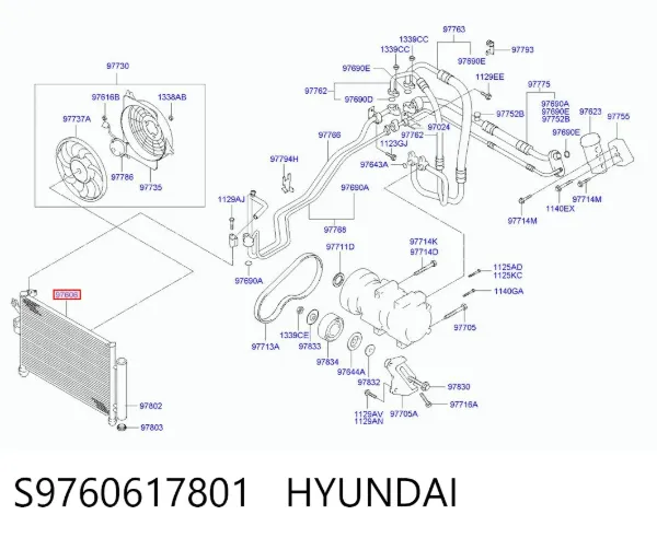 Радиатор кондиционера S9760617801 Hyundai/Kia