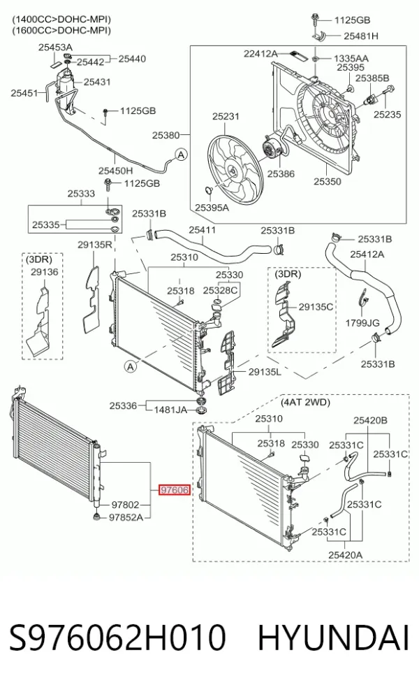 Радиатор кондиционера S976062H010 Hyundai/Kia
