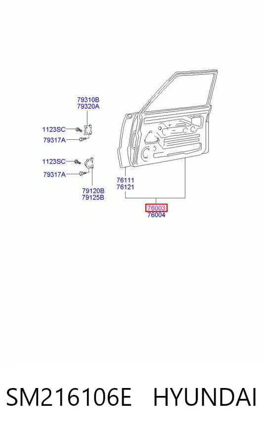 Дверь передняя левая SM216106E Hyundai/Kia