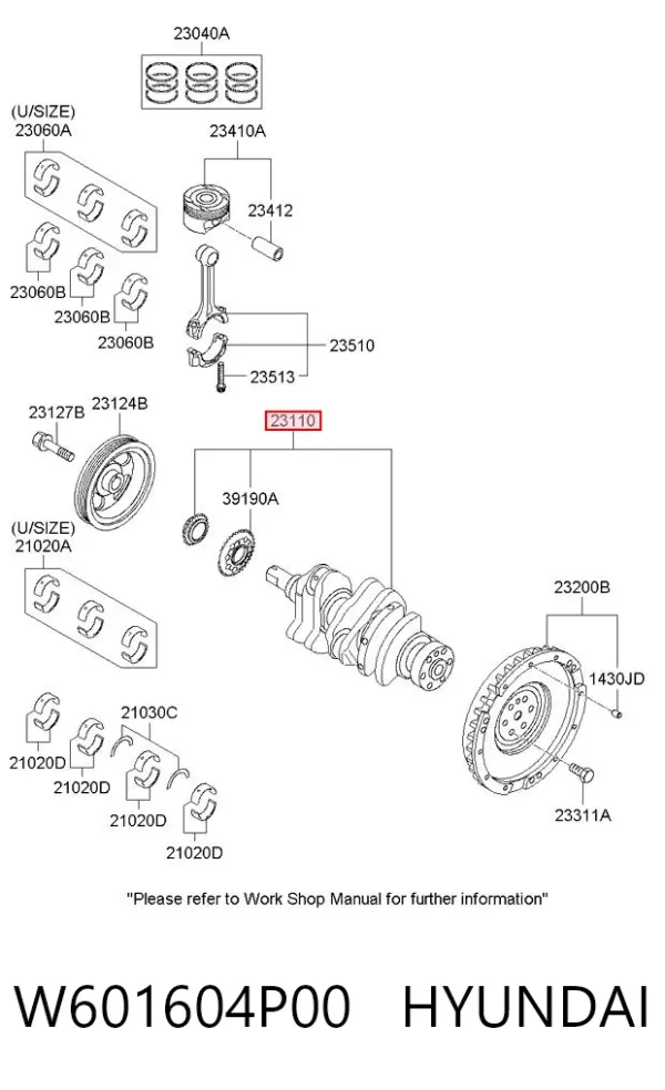 Коленвал W601604P00 Hyundai/Kia