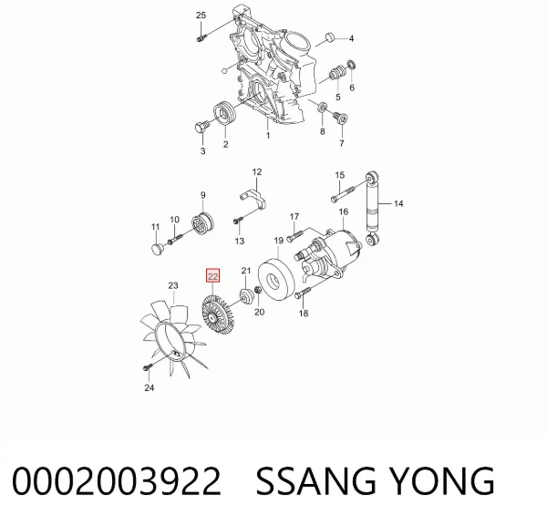 Вискомуфта вентилятора 0002003922 Ssang Yong