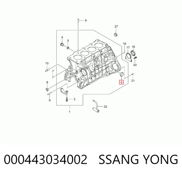 Заглушка ГБЦ 000443034002 Ssang Yong