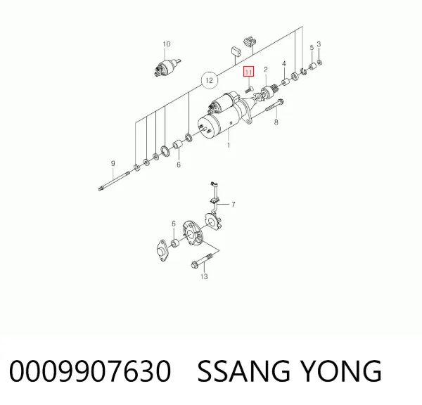 Ремкомплект втягивающего реле стартера 0009907630 Ssang Yong