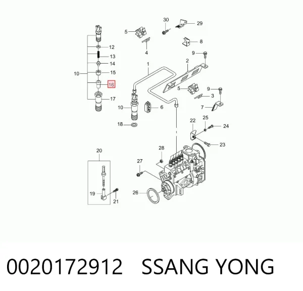 Распылитель форсунки 0020172912 Ssang Yong