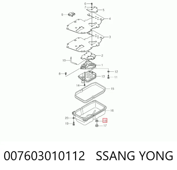 Прокладка шланга подачи масла к турбине 007603010112 Ssang Yong