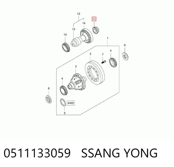 Подшипник ступицы 0511133059 Ssang Yong