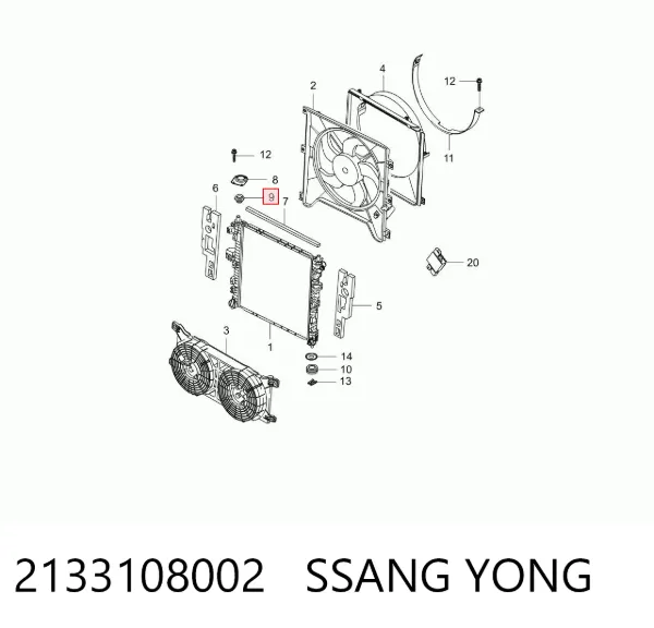 Подушка крепления радиатора верхняя 2133108002 Ssang Yong