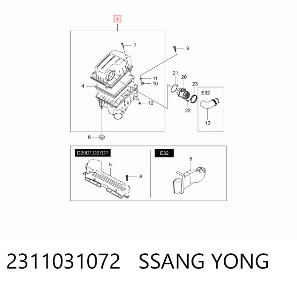 Корпус фильтра 2311031072 Ssang Yong