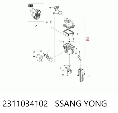 Корпус воздушного фильтра SSANG YONG 2311034102