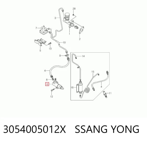 Рабочий цилиндр сцепления 3054005012X Ssang Yong