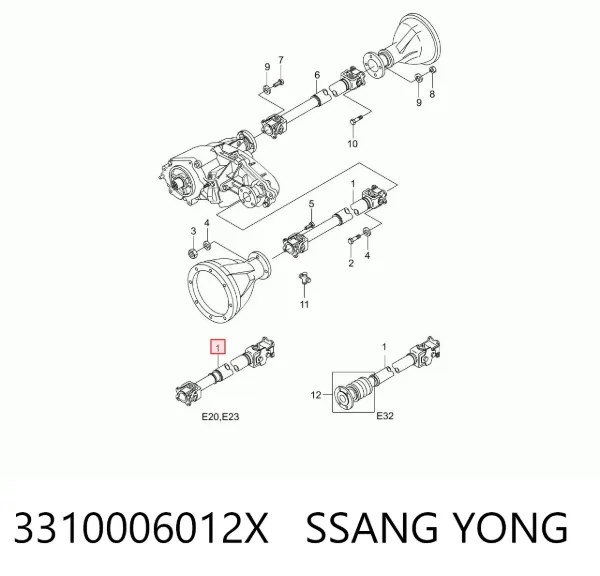 Кардан передний 3310006012X Ssang Yong