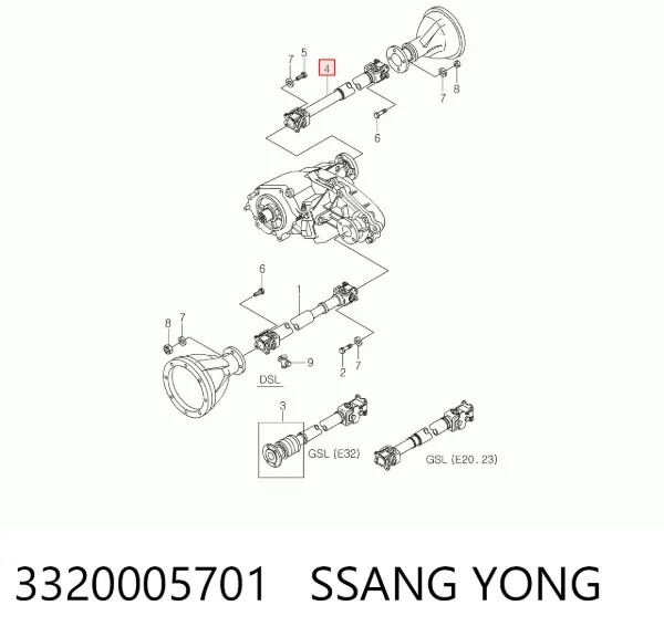Кардан задний 3320005701 Ssang Yong