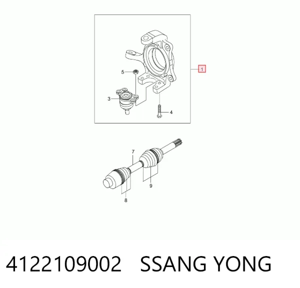 Цапфа передняя правая 4122109002 Ssang Yong