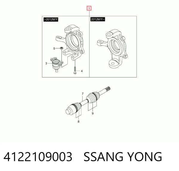 Цапфа передняя правая 4122109003 Ssang Yong