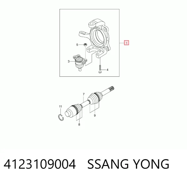 Цапфа передняя левая 4123109004 Ssang Yong