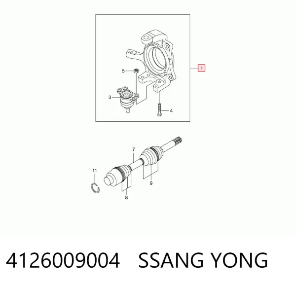 Цапфа передняя правая 4126009004 Ssang Yong