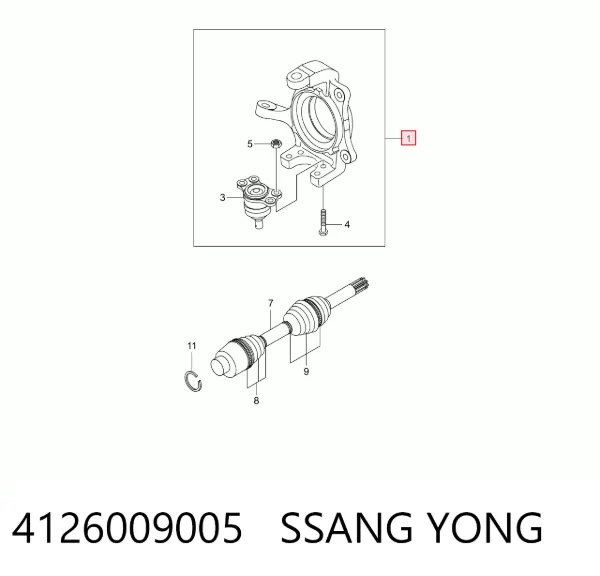 Цапфа передняя правая 4126009005 Ssang Yong