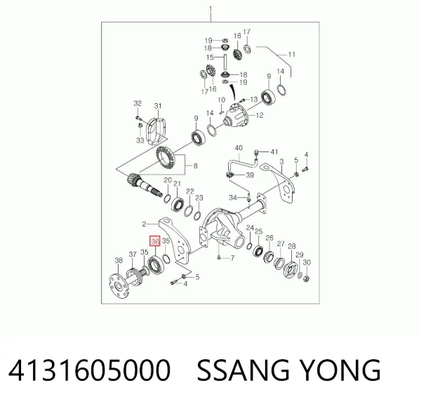 Подшипник полуоси переднего моста 4131605000 Ssang Yong