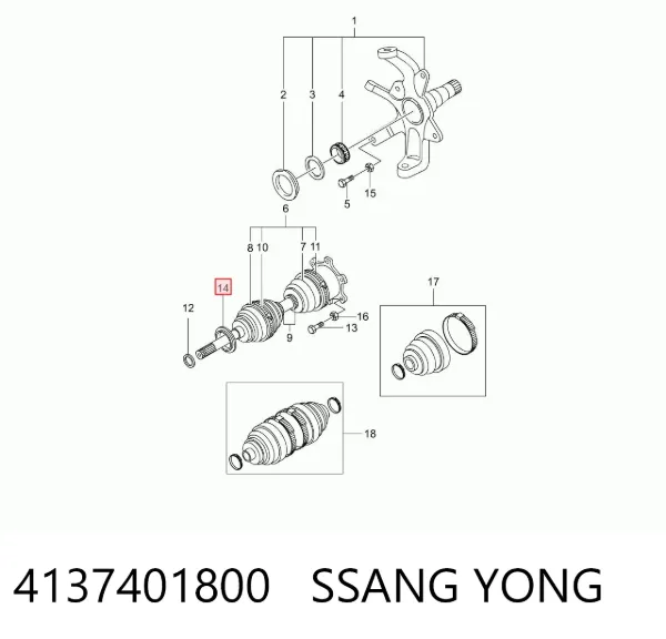Сальник полуоси 4137401800 Ssang Yong